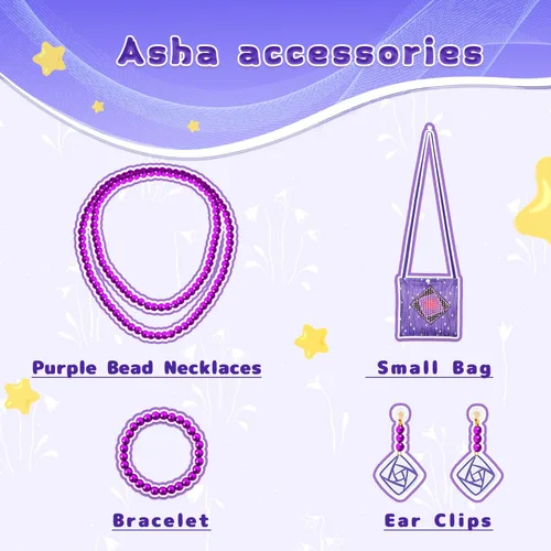 Vista 6 de Princess Asha Costume for Girls Wish Asha Dress Up Kids Cosplay Outfits for Christmas Party (Please Order ONE SIZE DOWN)