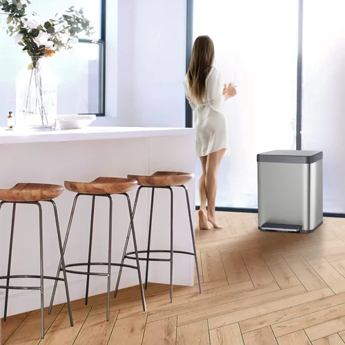 Vista 10 de Home Zone Living Basurero de cocina de gran capacidad de 13 galones, cuerpo alto sin forro, capacidad de 50 litros, serie Virtuoso