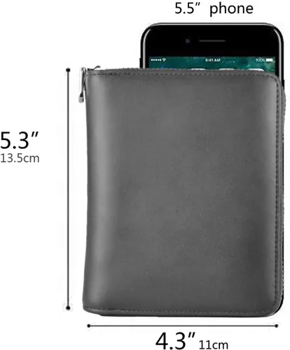 Vista 3 de Easyoulife Funda de cuero genuino para tarjetas de crédito RFID Travel Passport Wallet