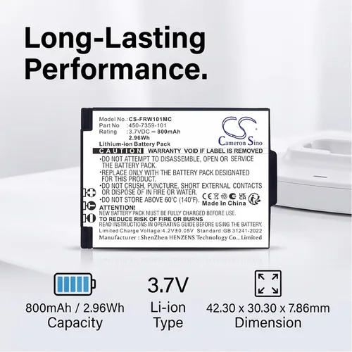 Vista 2 de XSP 800mAh BATERY FR Wearable Lifestyle PN 450-7359-101