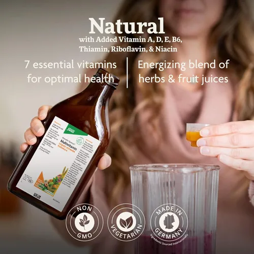 Vista 3 de Floradix Epresat Multivitamínico líquido para adultos, suplemento de hierbas, suplemento diario con vitamina A, D, B6, cardo mariano y más, apoya