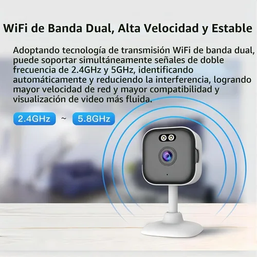 Vista 5 de EVERSECU 5Ghz Wired WiFi Camera 2K, Indoor Home Security Cameras for Baby/Elder/Dog/Pet Camera with Phone app,24/7 SD Card Storage, Compatible with