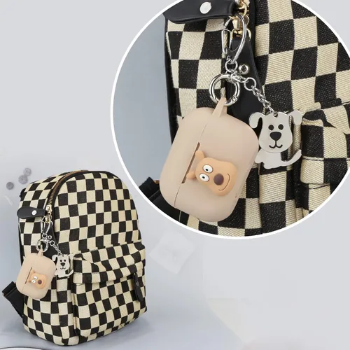 Vista 3 de Wonhibo Funda para Airpod Pro, linda funda Kawaii para Airpod Pro 2019 con llavero para mujer (perro)