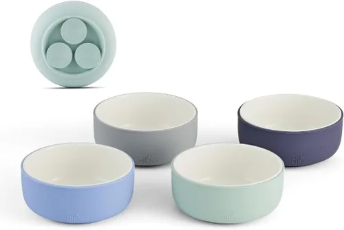 Vista 19 de Elk and Friends Cuencos de porcelana para niños con manga de silicona Alimentación para niños/niños pequeños/bebés Apto para microondas