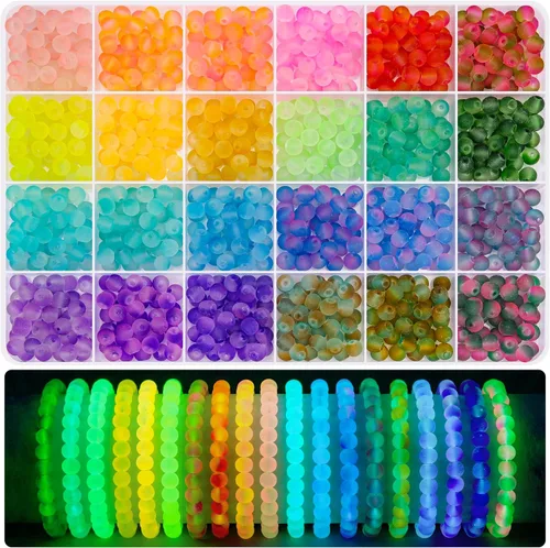 Vista 8 de 1440 piezas de cuentas redondas de acrílico mate de 6 mm de color caramelo, 24 colores surtidos de cuentas de chicle de plástico con agujero Juego