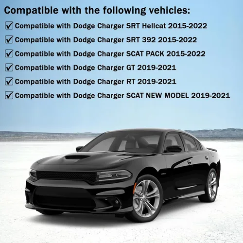 Vista 5 de Protector Divisor de Labio de Parachoques Delantero Compatible con Dodge Charger Hellcat/SRT 392 / Scat Pack/RT Scat Pack/GT/RT 2015-2021, Negro
