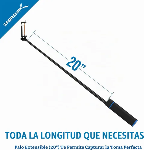 Vista 6 de SABRENT Bluetooth Selfie Stick con cargador de batería incorporado de 5200mAh (GR-SSTK)