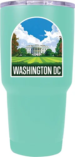 Vista 26 de Washington, D.C. Souvenir - Vaso aislado de acero inoxidable, 24 onzas, color negro, A