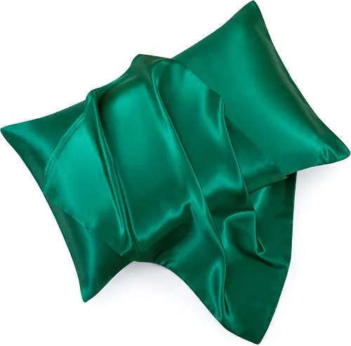 Vista 11 de Juego de 2 fundas de almohada de satén negro estándar con cierre de sobre, funda de almohada de seda negra para cabello y piel (20 x 26 pulgadas)