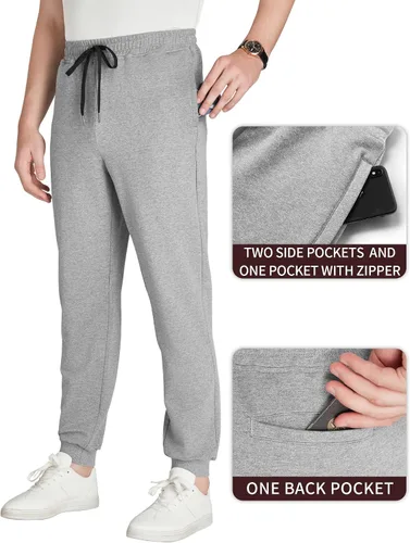 Vista 22 de Idtswch 30/32/34/36/38/40. Pantalones deportivos altos para hombre, extra largos, con bolsillos con cremallera
