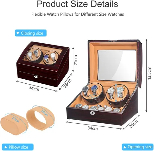 Vista 4 de JQUEEN 4 bobinas automáticas de reloj con 6 cajas de almacenamiento