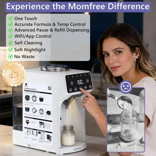 Vista 6 de Horigen Dispensador de fórmula para bebés - Máquina avanzada de fórmula WiFi con mezcla y limpieza automática, agua caliente instantánea