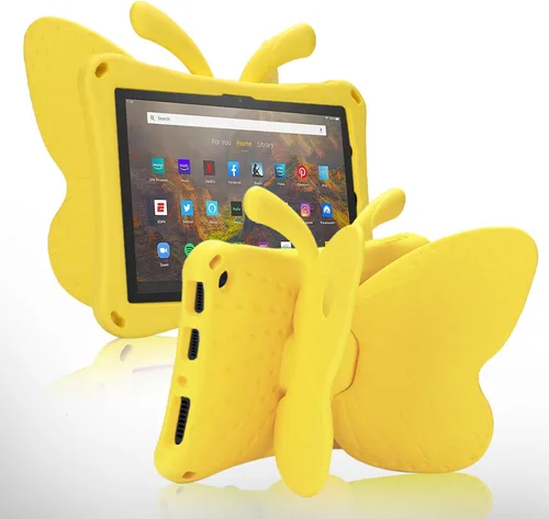 Vista 41 de FW Fire 7 - Funda para tablet para niños, Amazon Fire 7 2022, funda de mariposa con luz de atril, EVA, protección contra caídas, resistente, a