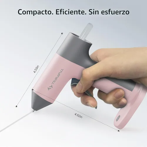 Vista 2 de Tilswall Pistola de pegamento caliente inalámbrica W106 con Rosa