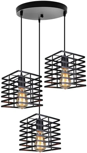 Vista 13 de Vintage Industrial Style Adjustable Hanging Light Fixture for Café, Loft, Conference Room, Hotel - Elegant Metal Cage Design(D1)