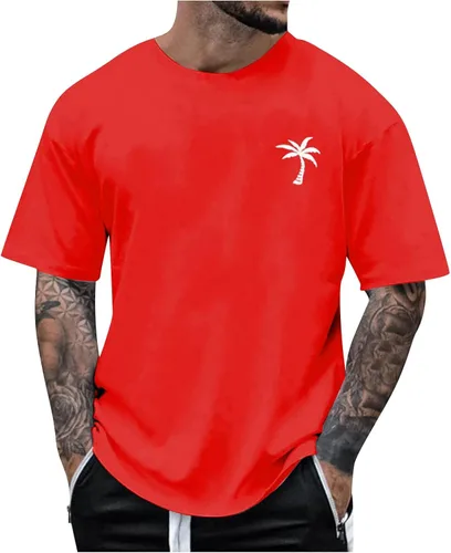Vista 13 de Generic Camisas casuales para hombre, cuello redondo, manga corta, sueltas, de verano, a la moda