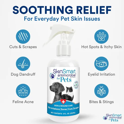 Vista 7 de SkinSmart Antimicrobial Cuidado de la piel y las heridas para mascotas, elimina las bacterias para promover la curación y alivia la picazón, botella