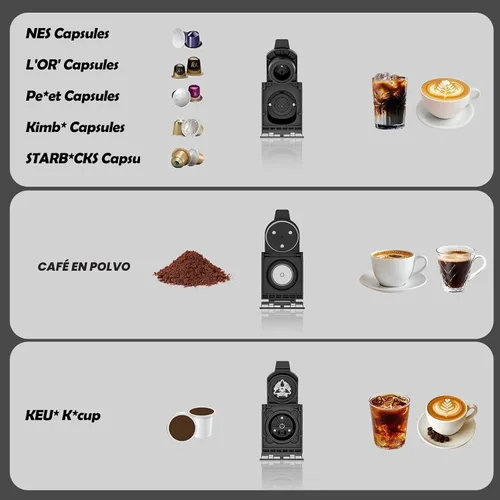Vista 8 de PULZO Máquina de café expreso con espumador automático de leche, cafetera