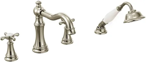 Vista 4 de Moen TS21102BL Weymouth Roman - Grifo de bañera con asas cruzadas, requiere válvula, negro mate