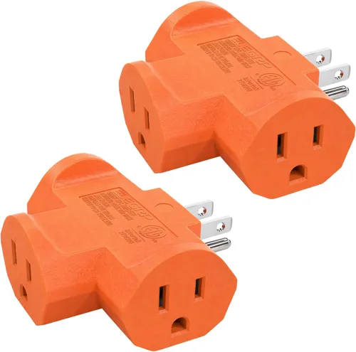 Vista 10 de ELEGRP Extensor de Energía de Servicio Pesado de 3 Clavijas a Triple Toma en Dirección T, Extensor de Toma de Pared Multidireccional con Conexión a