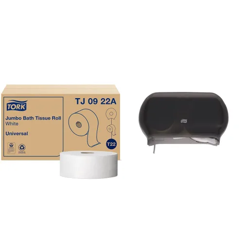 Vista 11 de Rollo de papel higiénico Jumbo blanco Tork T22 (Universal) y toalla de mano Tork Multifold Natural H2 (Universal)