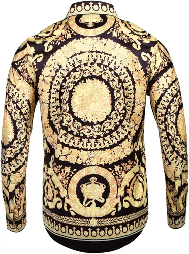 Vista 3 de Pacinoble - Camisa de vestir de manga larga para hombre, diseño de lujo, moderna y estampada.
