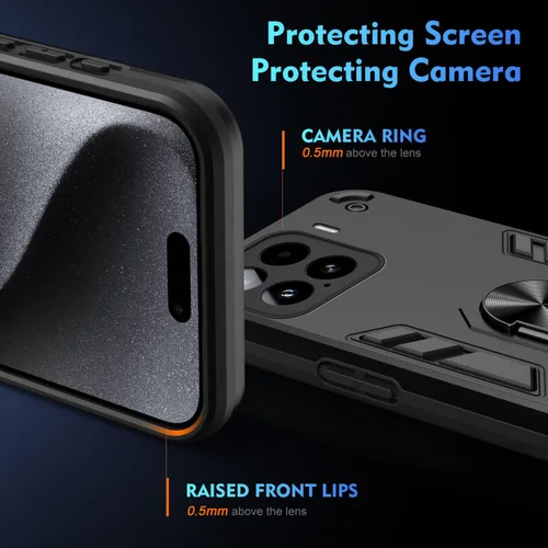 Vista 6 de Funda compatible con Redmi A1, compatible con Redmi A2, soporte magnético para automóvil [PC duro + TPU] 2 en 1, color negro
