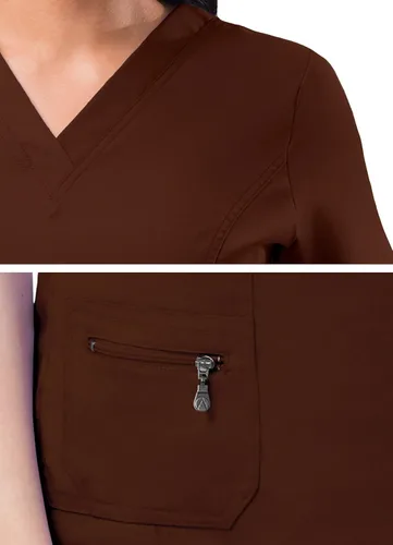 Vista 4 de Adar Pro - Ropa quirúrgica para mujer, con cuello en V elevado