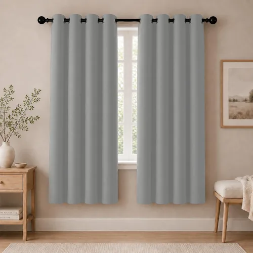 Vista 33 de Cortinas de oscurecimiento de habitación de 45 pulgadas de largo para dormitorio y sala de estar, cortinas térmicas aislantes con ojales