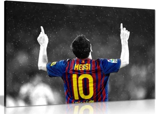 Vista 2 de Lionel Messi Barcelona Fc - Lienzo decorativo para pared (12 x 8 pulgadas)