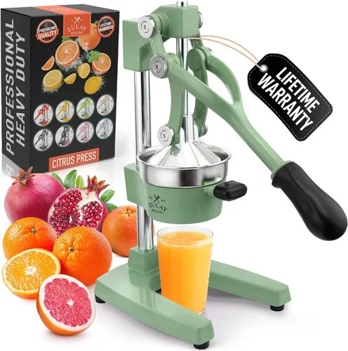 Vista 28 de Zulay Kitchen Exprimidor de hierro fundido, exprimidor manual resistente con coladores desmontables para una fácil limpieza, prensa de jugo