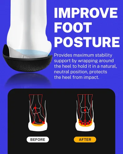 Vista 5 de Plantillas Walkhero para Alivio del Dolor de Fascitis Plantar, Soporte Alto para Arco, Inserciones Ortopédicas para Zapatos, Alivio para Pies Planos