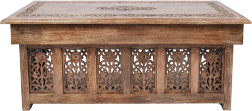 Vista 11 de Lightnpro - Mesa de centro de madera hecha a mano – Mesa central rectangular plegable premontada para sala de estar con revistas y almacenamiento