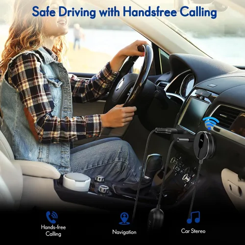 Vista 5 de BESIGN BK01 Kit Bluetooth para coche, receptor auxiliar inalámbrico para llamadas manos libres y transmisión de música con filtro de ruido de bucle