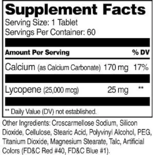Vista 4 de LICOPENO, Máxima fuerza, 25 mg, paquete de triple valor (3 x 60 tabletas) por 21st Century Health Care