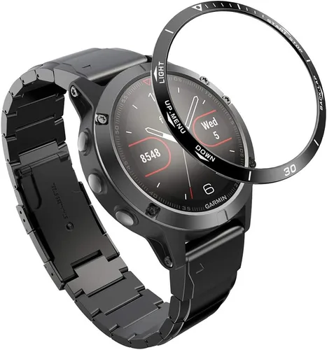 Vista 13 de REYDA Bisel de reloj compatible con Garmin Fenix 5/5 Plus, anillo de bisel de acero inoxidable, cubierta adhesiva de bisel de acero inoxidable