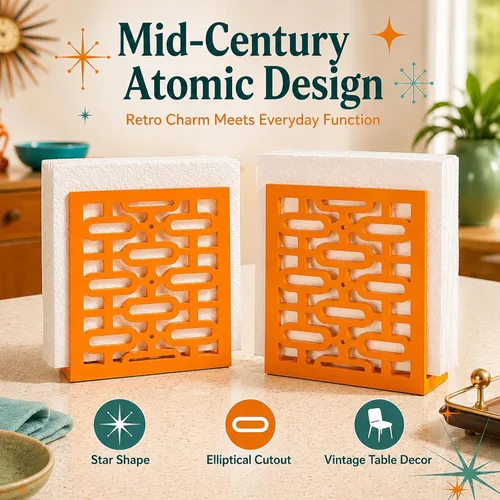 Vista 4 de Servilletero Mid-Century Atomic Star - Servilletero de madera naranja