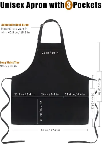 Vista 2 de Xeoxarel Delantal Babero Corto Medio Unisex con 3 Bolsillos
