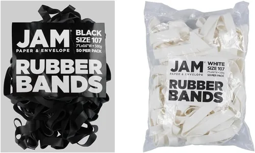 Vista 43 de JAM PAPER Bandas de goma coloridas, tamaño 33, bandas elásticas blancas, 100/paquete Blanco