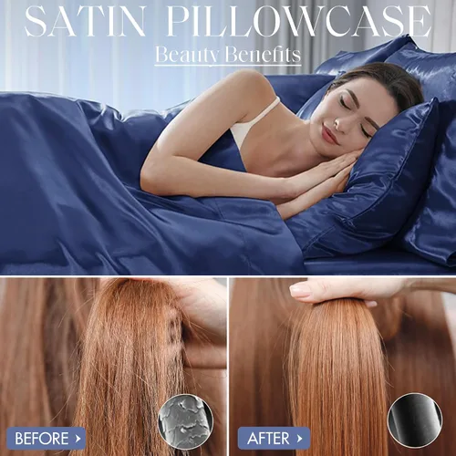 Vista 31 de Madison Park Essentials - Juego de sábanas de satén de lujo y sedoso con brillo natural, bolsillo elástico de 14 pulgadas para colchones de hasta 16