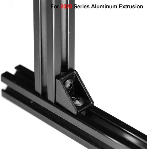 Vista 3 de Juego de 20 conectores de perfil de extrusión de aluminio de la serie 2020, 20 soportes de esquina, con 40 tuercas en T y tornillo hexagonal M5×8