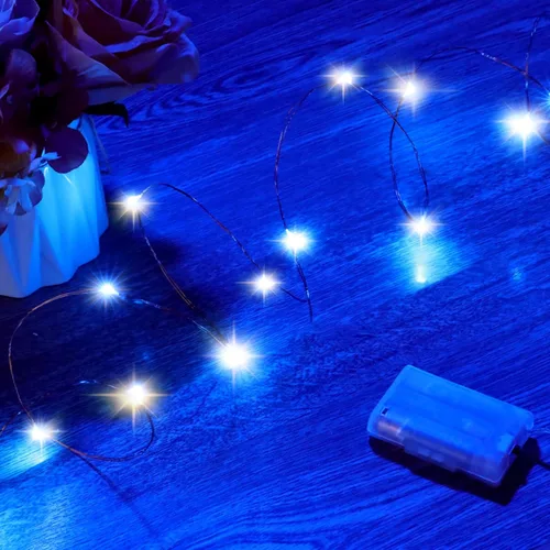 Vista 7 de Mikasol - Guirnalda de luces de pilas, 1 paquete de cadena de luces LED que funcionan con 3 pilas AAA, de alambre de cobre, luces para decoración