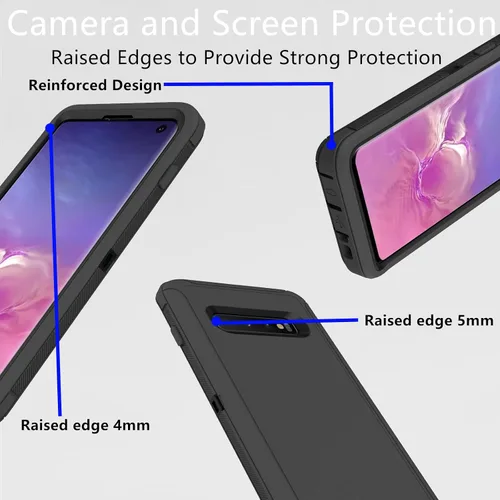 Vista 4 de Funda protectora resistente para Samsung Galaxy S10, resistente a prueba de polvo, a prueba de golpes, protección contra caídas, 3 en 1 para Samsung