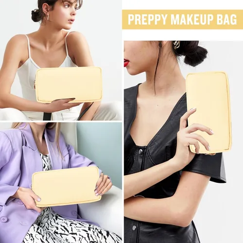Vista 5 de izuzta Nylon Lager Pequeño Slim Mini Maquillaje Bolsa Organizador, Beige, Viajes