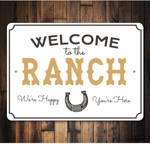 Vista 2 de Letrero de aluminio con texto en inglés "Welcome to The Ranch, Cowboy Ranch, Horse Owner Sign, Old Western, Country Life, 8" x 12