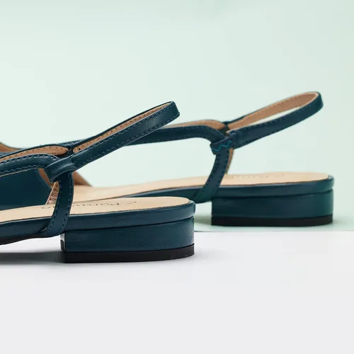 Vista 3 de C.Paravano Zapatos planos de cuero con talón descubierto para mujer Zapatos planos con puntera puntiaguda Sandalias de tacón cómodo Zapatos