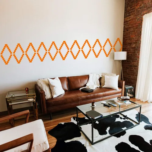 Vista 2 de Calcomanía de vinilo para pared, patrón geométrico tribal, 22.5 x 74 pulgadas, moderno, urbano, moderno, salvaje oeste, tribal desierto