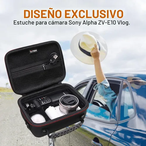 Vista 8 de LTGEM - Funda para cámara compatible con cámara Sony Alpha ZV-E10 / ZV-1F / ZV-1 / ZV-1 II con correa para el hombro LTGEM, compatible con kit