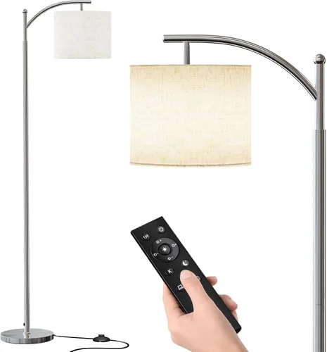 Vista 12 de SUNMORY Lámpara de pie de arco, lámpara de pie moderna con bombilla de 9W y 3 temperaturas de color, lámparas de pie de metal con pantalla colgante