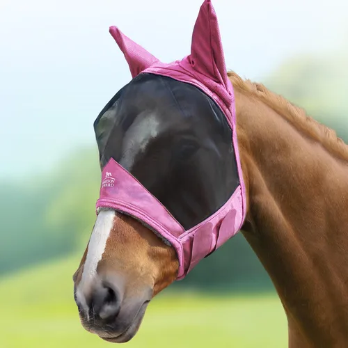 Vista 12 de Harrison Howard CareMaster Pro - Máscara luminosa para moscas de caballo, gran espacio de ojos estándar con orejas, protección UV para caballo